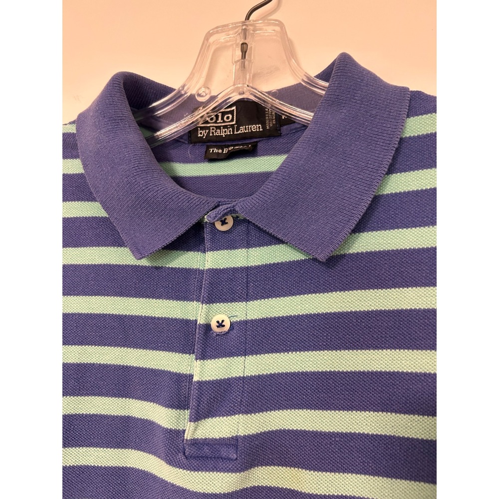 Polo Ralph Lauren The Big Shirt Mens Medium Purple Mint Green Striped Polo USA - Picture 3 of 9